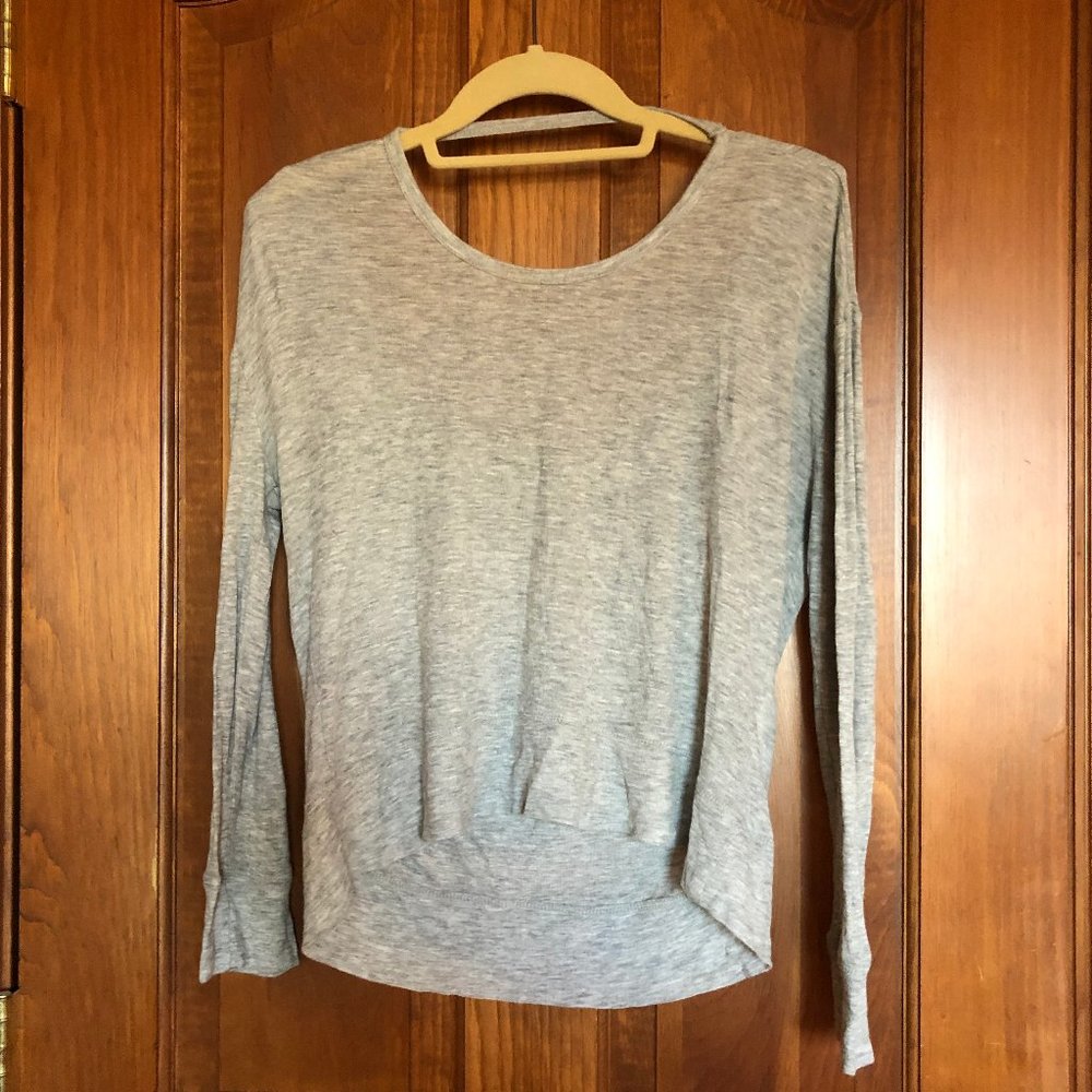 T by Alexander Wang Light Gray Long Sleeve Pullover Top